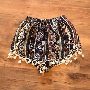 Paisley Shorts with Tassels